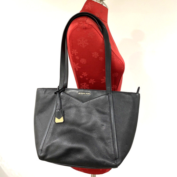 Michael Kors Whitney style black pebbled leather purseshoulder bag tote classic - Picture 1 of 11